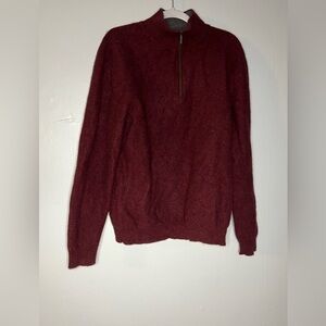 Harrison Davis 100% 2-ply cashmere maroon 1/4 zip‎ sweater